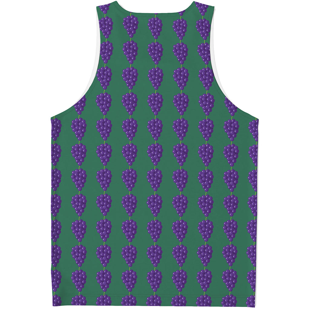 Purple Grape Pattern Print Men's Tank Top