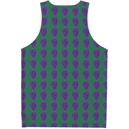 Purple Grape Pattern Print Men's Tank Top
