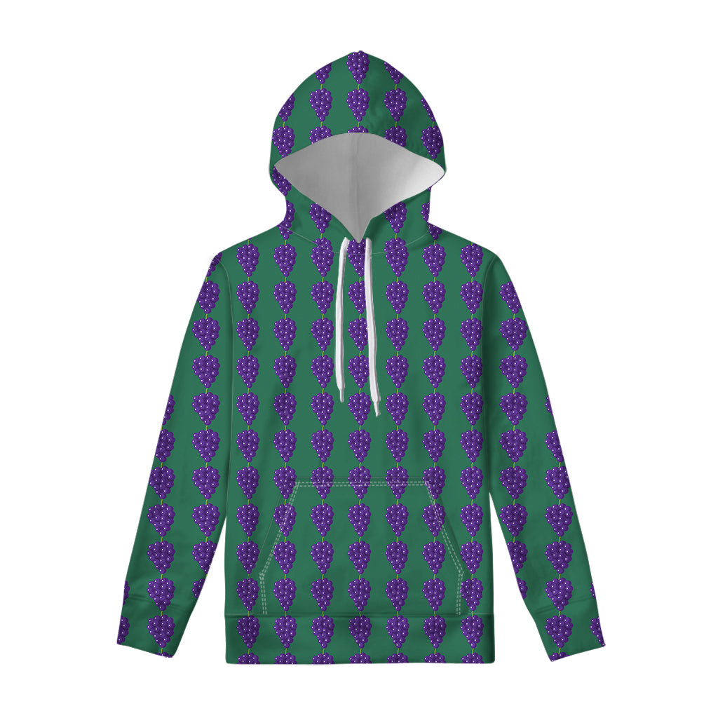 Purple Grape Pattern Print Pullover Hoodie