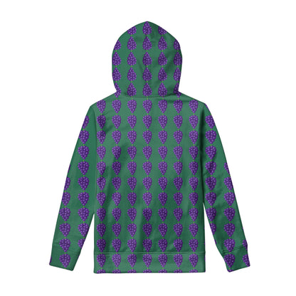 Purple Grape Pattern Print Pullover Hoodie