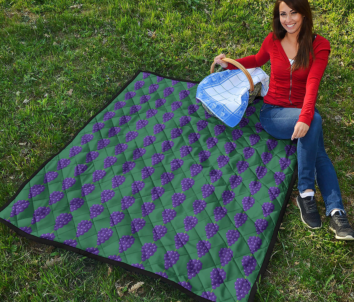 Purple Grape Pattern Print Quilt