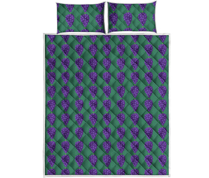 Purple Grape Pattern Print Quilt Bed Set