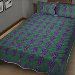 Purple Grape Pattern Print Quilt Bed Set