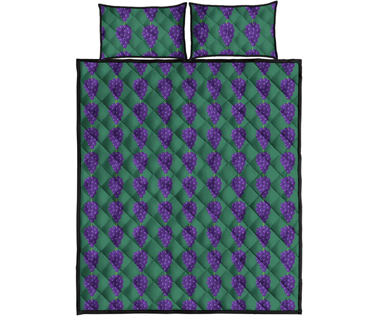 Purple Grape Pattern Print Quilt Bed Set