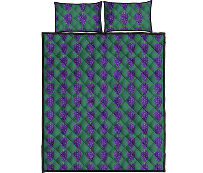 Purple Grape Pattern Print Quilt Bed Set