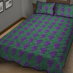 Purple Grape Pattern Print Quilt Bed Set