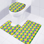 Purple Green And Yellow Mardi Gras Print 3 Piece Bath Mat Set