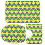 Purple Green And Yellow Mardi Gras Print 3 Piece Bath Mat Set