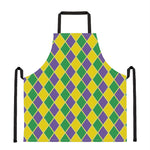 Purple Green And Yellow Mardi Gras Print Apron