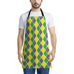 Purple Green And Yellow Mardi Gras Print Apron