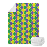 Purple Green And Yellow Mardi Gras Print Blanket