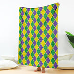 Purple Green And Yellow Mardi Gras Print Blanket