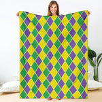 Purple Green And Yellow Mardi Gras Print Blanket