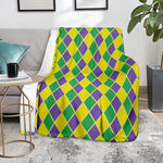 Purple Green And Yellow Mardi Gras Print Blanket