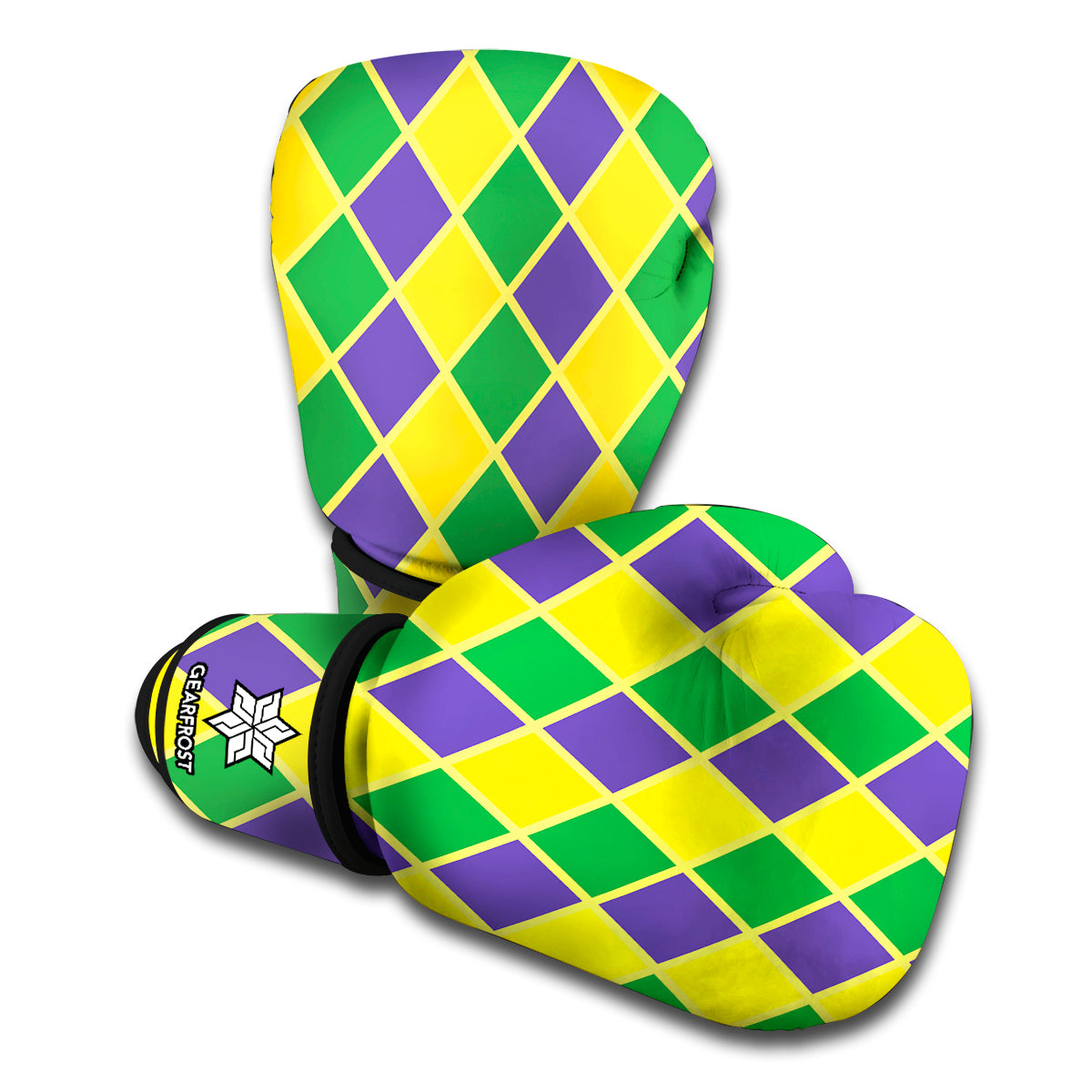 Purple Green And Yellow Mardi Gras Print Boxing Gloves