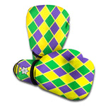 Purple Green And Yellow Mardi Gras Print Boxing Gloves