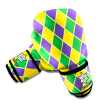 Purple Green And Yellow Mardi Gras Print Boxing Gloves