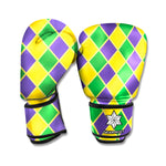 Purple Green And Yellow Mardi Gras Print Boxing Gloves