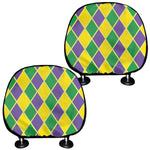 Purple Green And Yellow Mardi Gras Print Car Headrest Covers