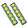Purple Green And Yellow Mardi Gras Print Car Seat Belt Covers