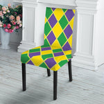 Purple Green And Yellow Mardi Gras Print Dining Chair Slipcover
