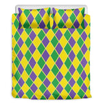 Purple Green And Yellow Mardi Gras Print Duvet Cover Bedding Set