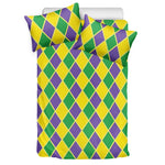 Purple Green And Yellow Mardi Gras Print Duvet Cover Bedding Set