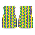 Purple Green And Yellow Mardi Gras Print Front Car Floor Mats