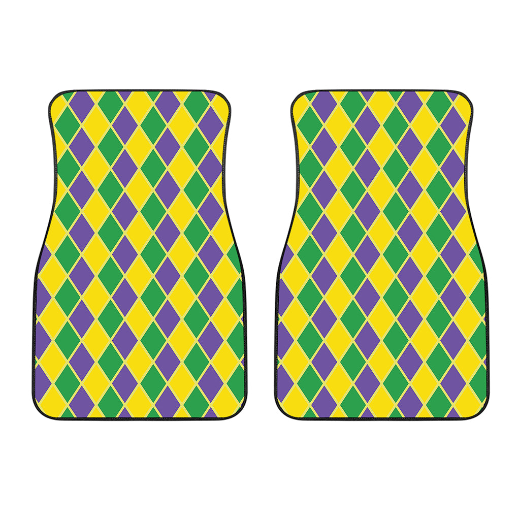 Purple Green And Yellow Mardi Gras Print Front Car Floor Mats