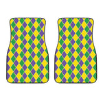 Purple Green And Yellow Mardi Gras Print Front Car Floor Mats