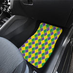 Purple Green And Yellow Mardi Gras Print Front Car Floor Mats