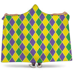 Purple Green And Yellow Mardi Gras Print Hooded Blanket