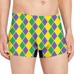 Purple Green And Yellow Mardi Gras Print Men's Boxer Briefs