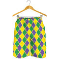 Purple Green And Yellow Mardi Gras Print Men's Shorts