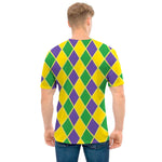 Purple Green And Yellow Mardi Gras Print Men's T-Shirt