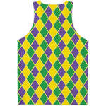 Purple Green And Yellow Mardi Gras Print Men's Tank Top