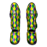 Purple Green And Yellow Mardi Gras Print Muay Thai Shin Guard