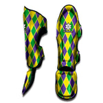 Purple Green And Yellow Mardi Gras Print Muay Thai Shin Guard