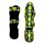 Purple Green And Yellow Mardi Gras Print Muay Thai Shin Guard