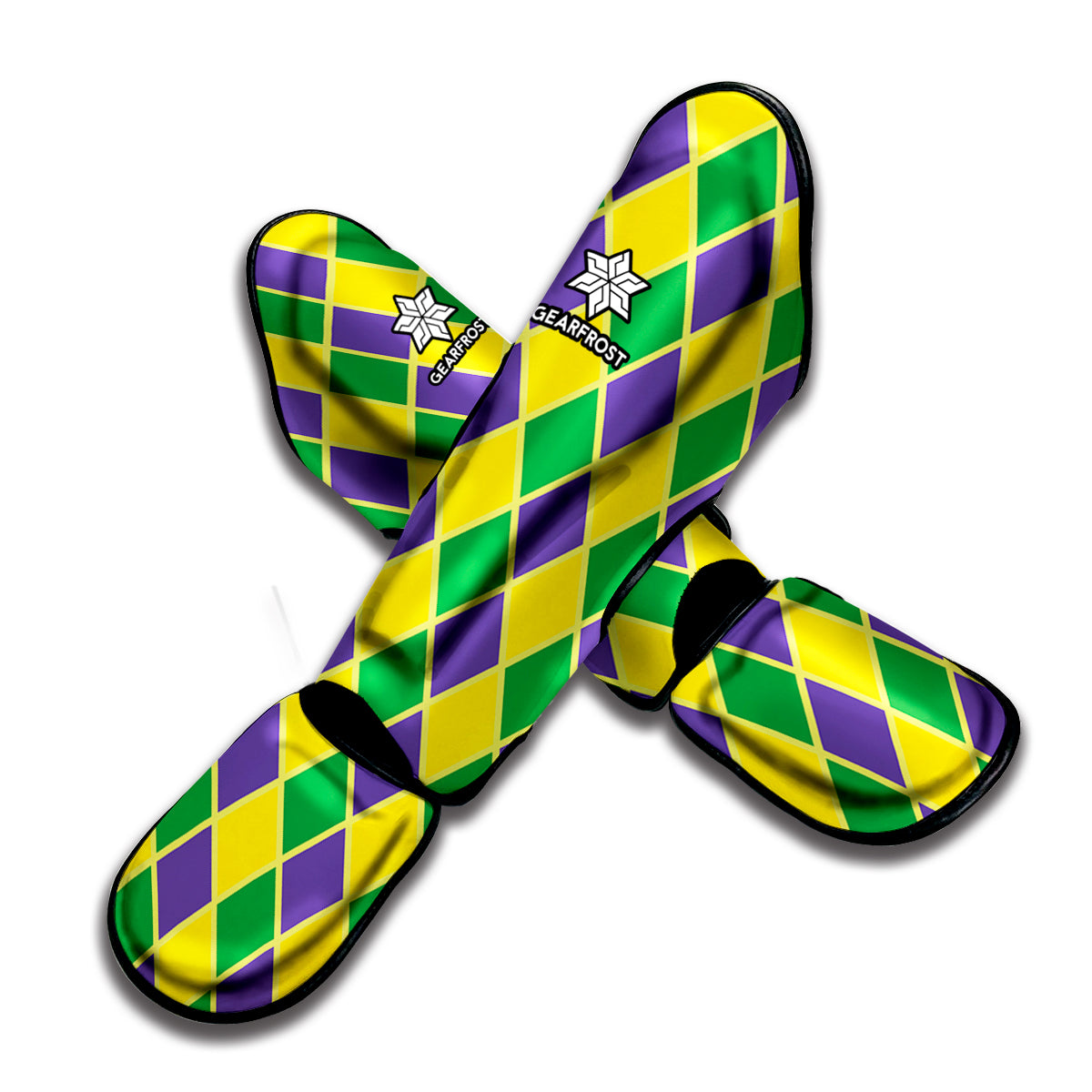 Purple Green And Yellow Mardi Gras Print Muay Thai Shin Guard
