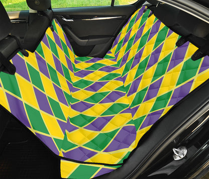 Purple Green And Yellow Mardi Gras Print Pet Car Back Seat Cover