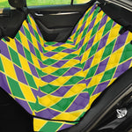 Purple Green And Yellow Mardi Gras Print Pet Car Back Seat Cover