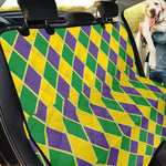 Purple Green And Yellow Mardi Gras Print Pet Car Back Seat Cover