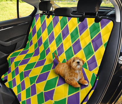 Purple Green And Yellow Mardi Gras Print Pet Car Back Seat Cover