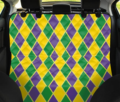Purple Green And Yellow Mardi Gras Print Pet Car Back Seat Cover