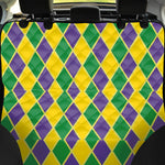 Purple Green And Yellow Mardi Gras Print Pet Car Back Seat Cover
