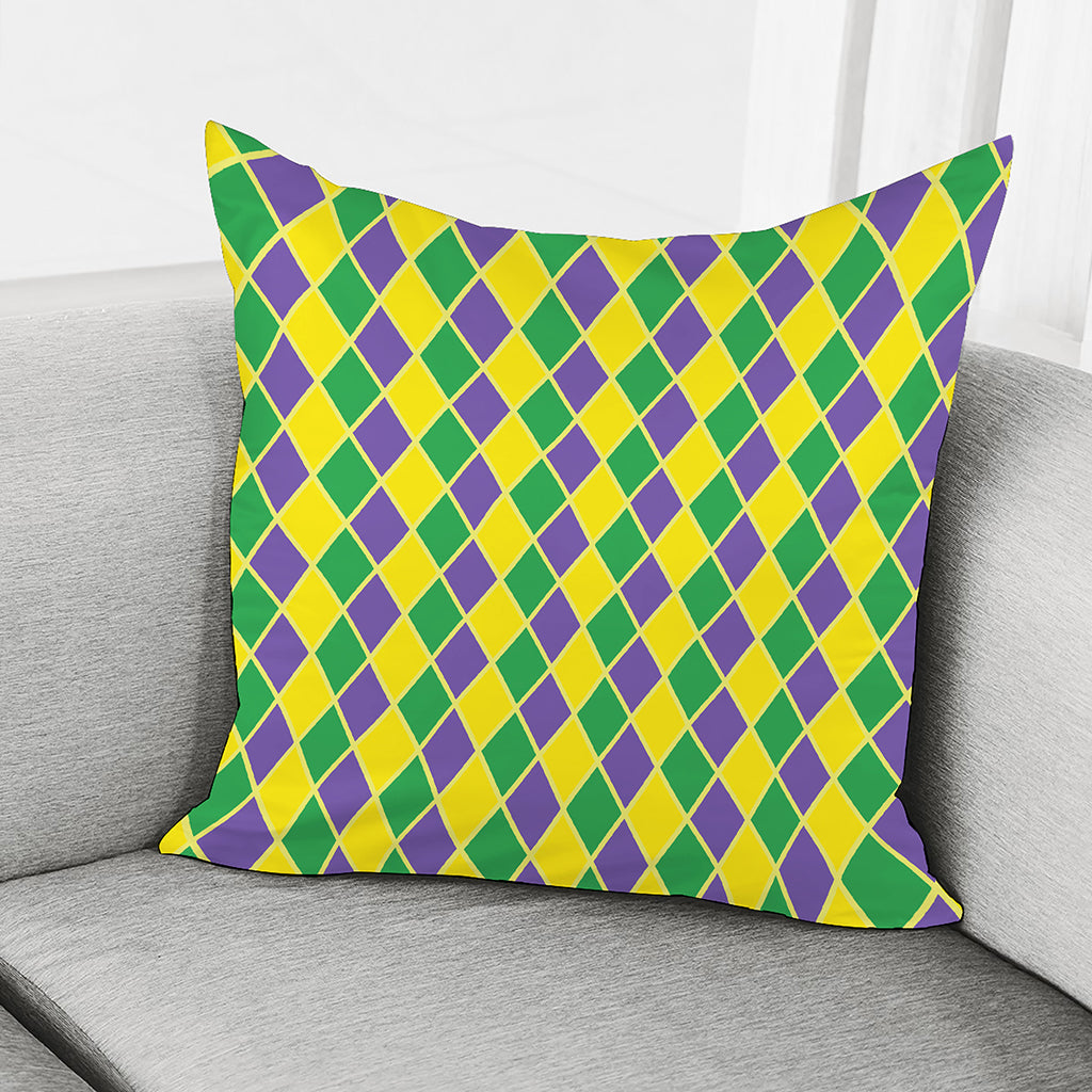 Purple Green And Yellow Mardi Gras Print Pillow Cover