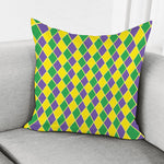 Purple Green And Yellow Mardi Gras Print Pillow Cover