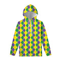 Purple Green And Yellow Mardi Gras Print Pullover Hoodie