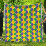 Purple Green And Yellow Mardi Gras Print Quilt